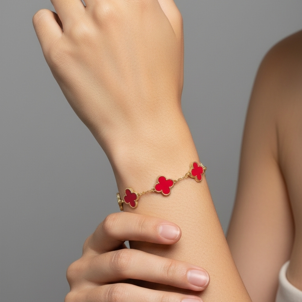 Elegant Red Clover Bracelet